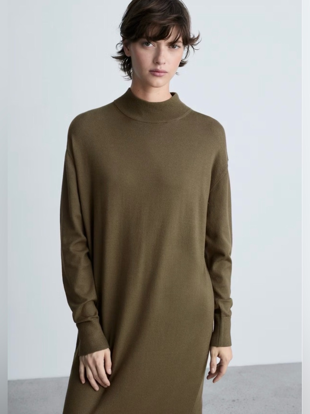 Mango Perkins-Neck Knitted Dress